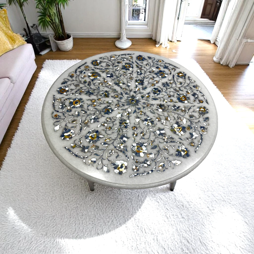 Floral Mother of Pearl Inlay Round Table